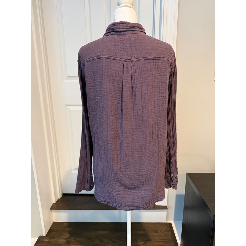 Xirena Beau Button Down Shirt Plum Purple Cotton Gauze Long Sleeve XS RN 123722 - Picture 3 of 9